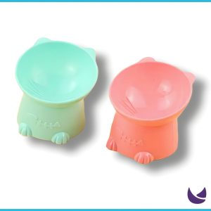Elevated Tilted Cute Cat Bowl