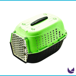 Green hard carrier with door for pets
