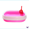 Pink cat litter box with cover and scoop