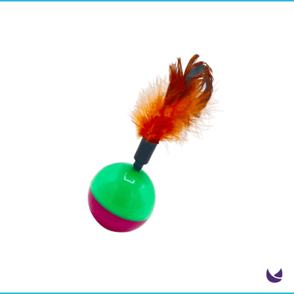 Tumbler Ball Cat Toy with Feather - Image 2