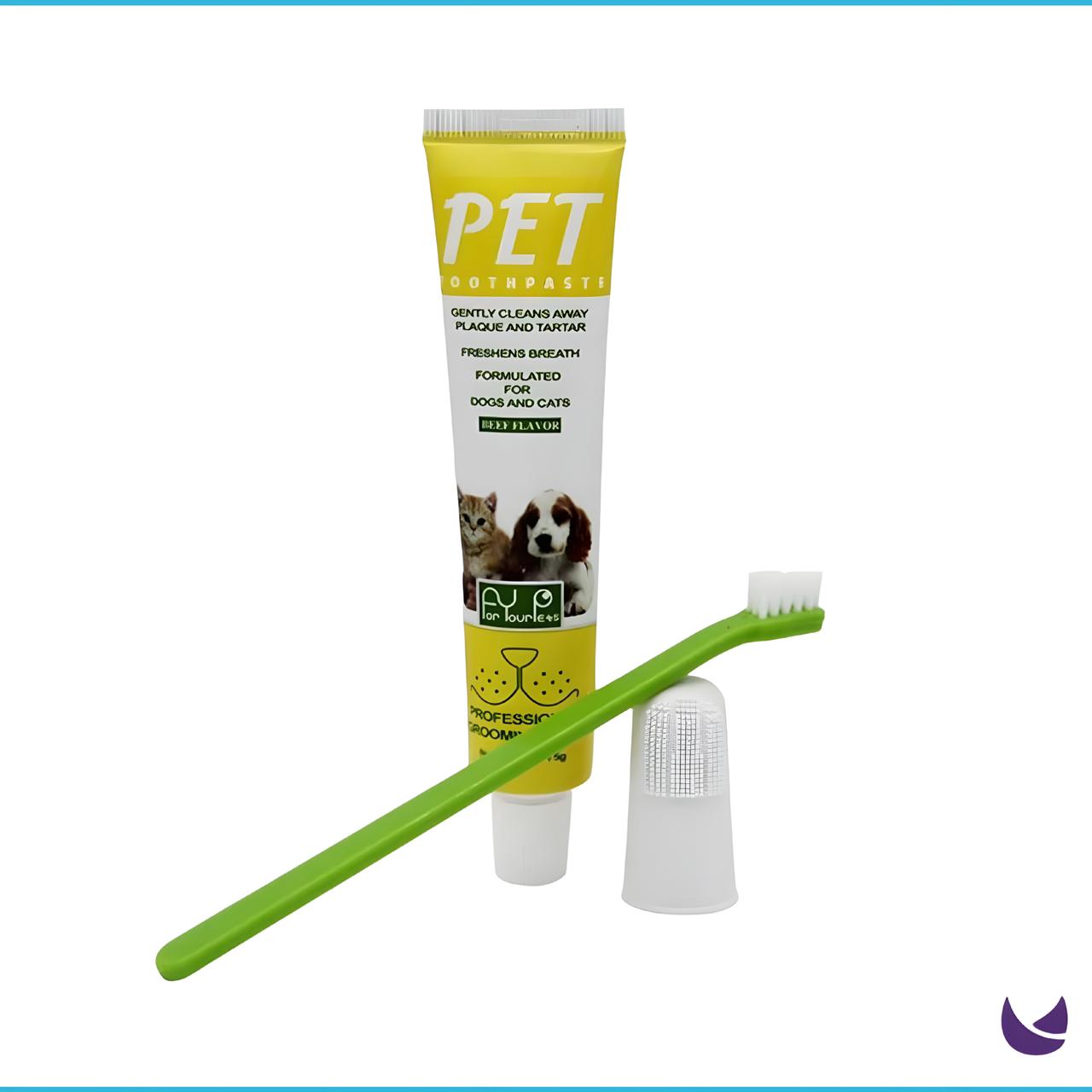 Pet Dental Care Set - Dog & Cat Toothbrush And Toothpaste, Finger