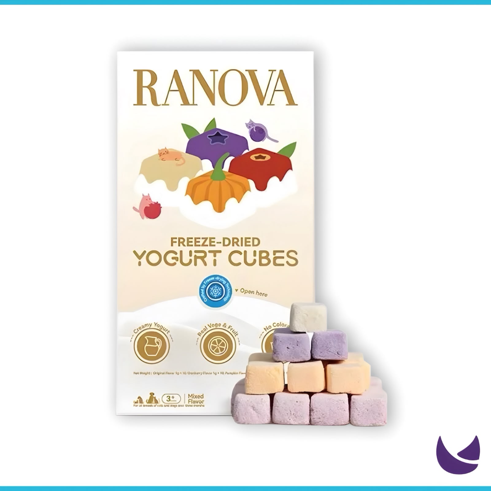 Ranova Freeze-Dried Yogurt Cubes Cat Treats Box of 40 Packs