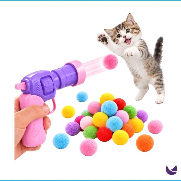 Cat Gun Toy with 30 Pom Pom Balls 1