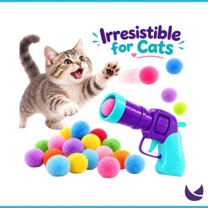 Cat Gun Toy with 30 Pom Pom Balls